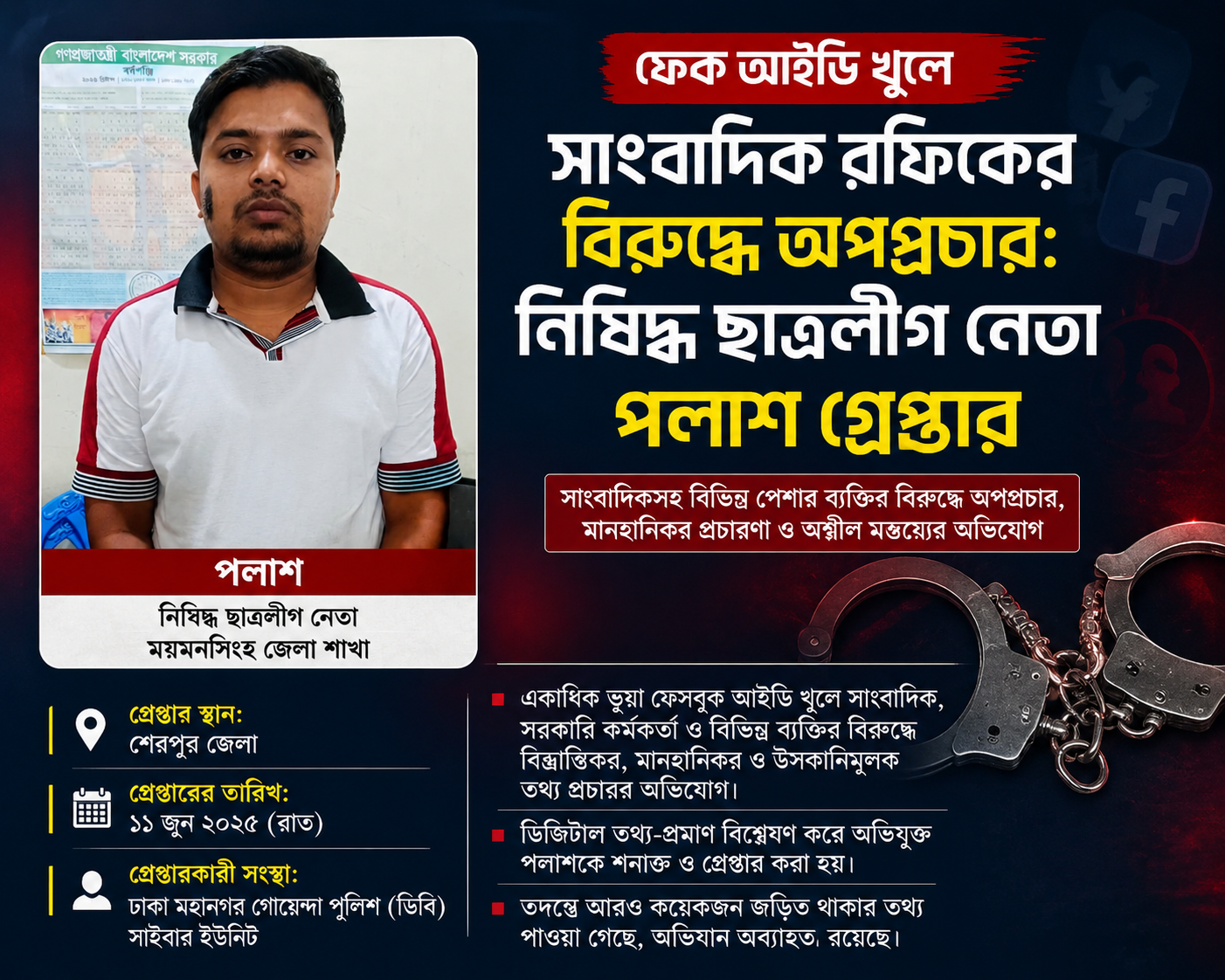 ফেক আইডি খুলে সাংবাদিক রফিকের বিরুদ্ধে অপপ্রচার